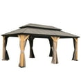 thumbnail image 4 of Domi 12x20 ft Wood Gazebo, Cedar Wood Frame Hardtop Gazebo with Galvanized Steel Double Roof, Outdoor Gazebo with Netting and Curtains, Patio Gazebo Pergola Pavilion for Patio, Backyard, Deck, Lawns, 4 of 8