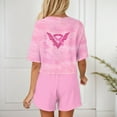 thumbnail image 5 of Wang6 Pajamas Sets for Womens with Shorts Soft 2 Pieces Short Sleeve Crew Neck Shirts Shorts Graphic Pjs Loungewear Sets Sleepwear Set Pink3 L, 5 of 7