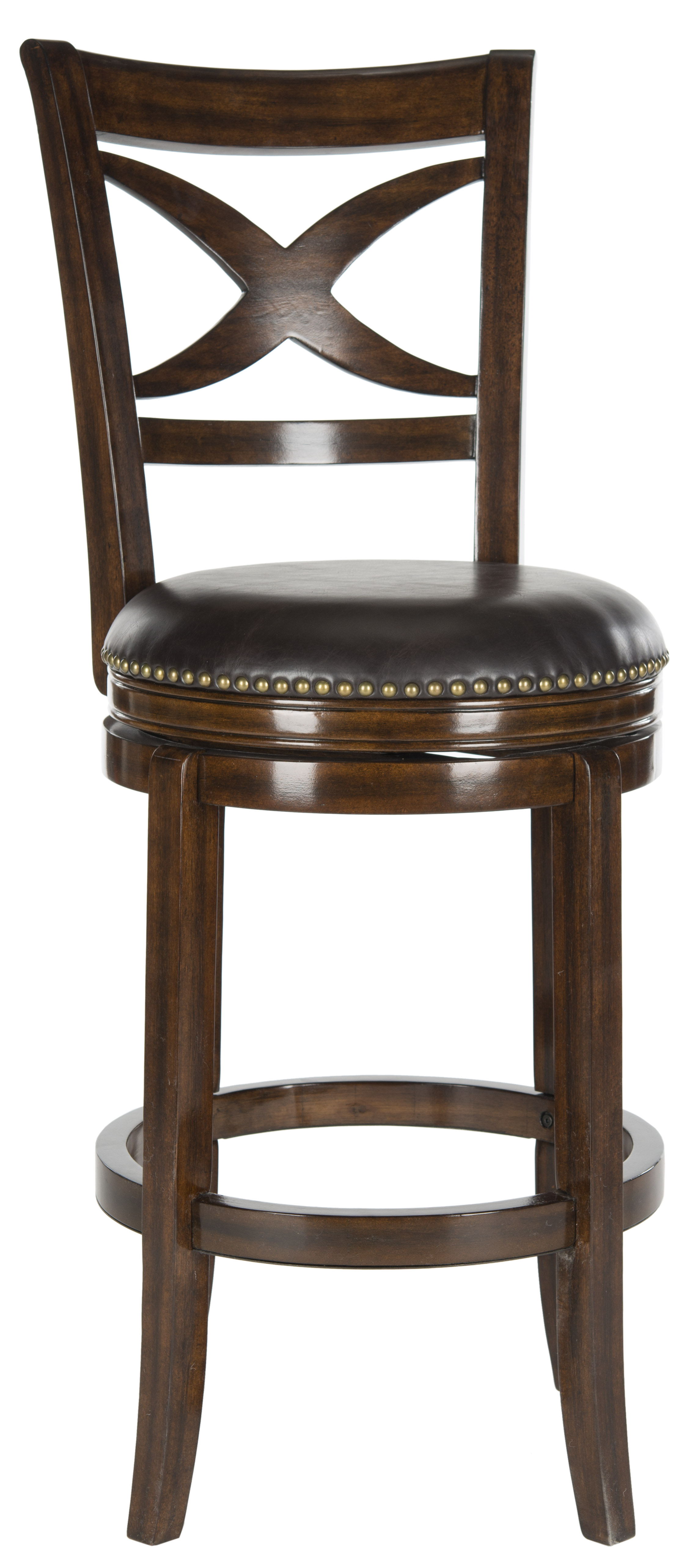 SAFAVIEH Santino Traditional Rustic Swivel Bar Stool with Footrest, Espresso/Brown