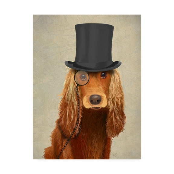 Trademark Fine Art 'Cocker Spaniel, Formal Hound And Hat' Canvas Art by Fab Funky