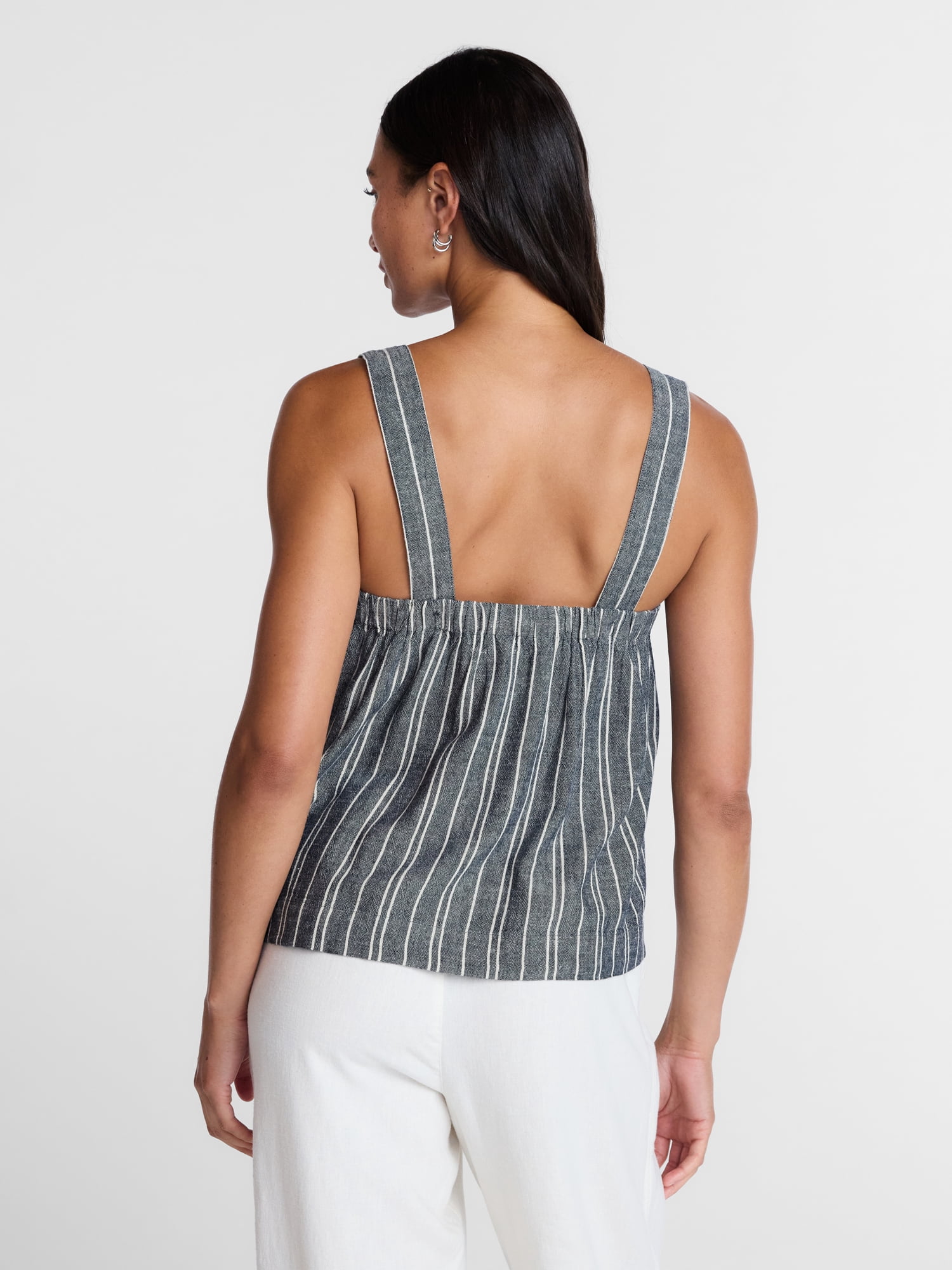 Time and Tru Women's Square Neck Linen Tank, Sizes XS-XXXL