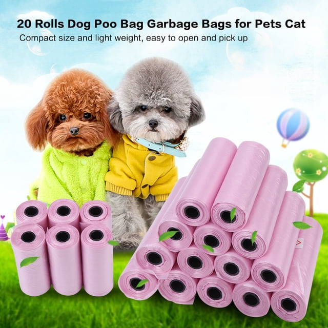 20 Rollo Bolsas de Basura Biodegradables Khall para Perros Rosa 26 x 31 cm