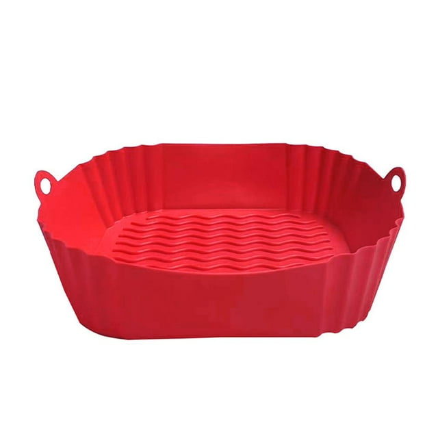 Grand Panier en Silicone pour Friteuse, Plateau Carré/rond Antiadhésif, Accessoires pour Friteuse à Air, Tapis de Cuisson pour Friteuse, Panier en Papier Réutilisable