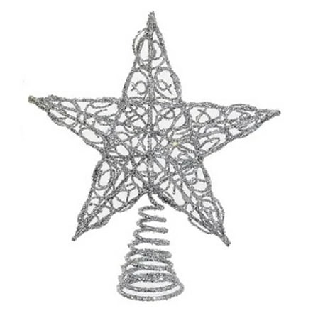 Kurt Adler 6" Miniature Silver Glittered Metal Wire Star Christmas Tree Topper