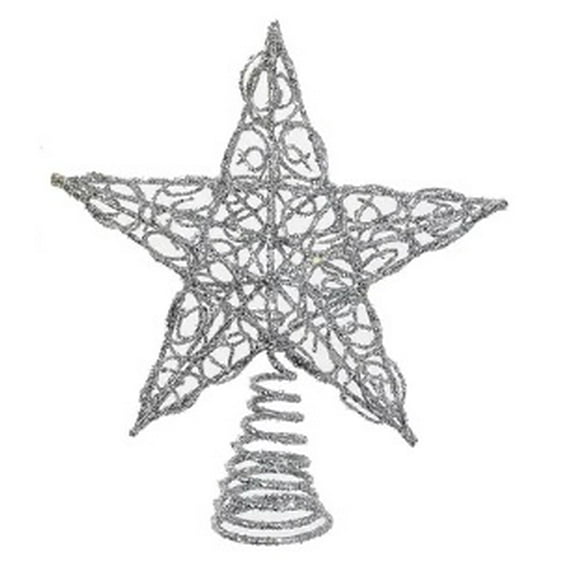 Kurt Adler 6" Miniature Silver Glittered Metal Wire Star Christmas Tree Topper