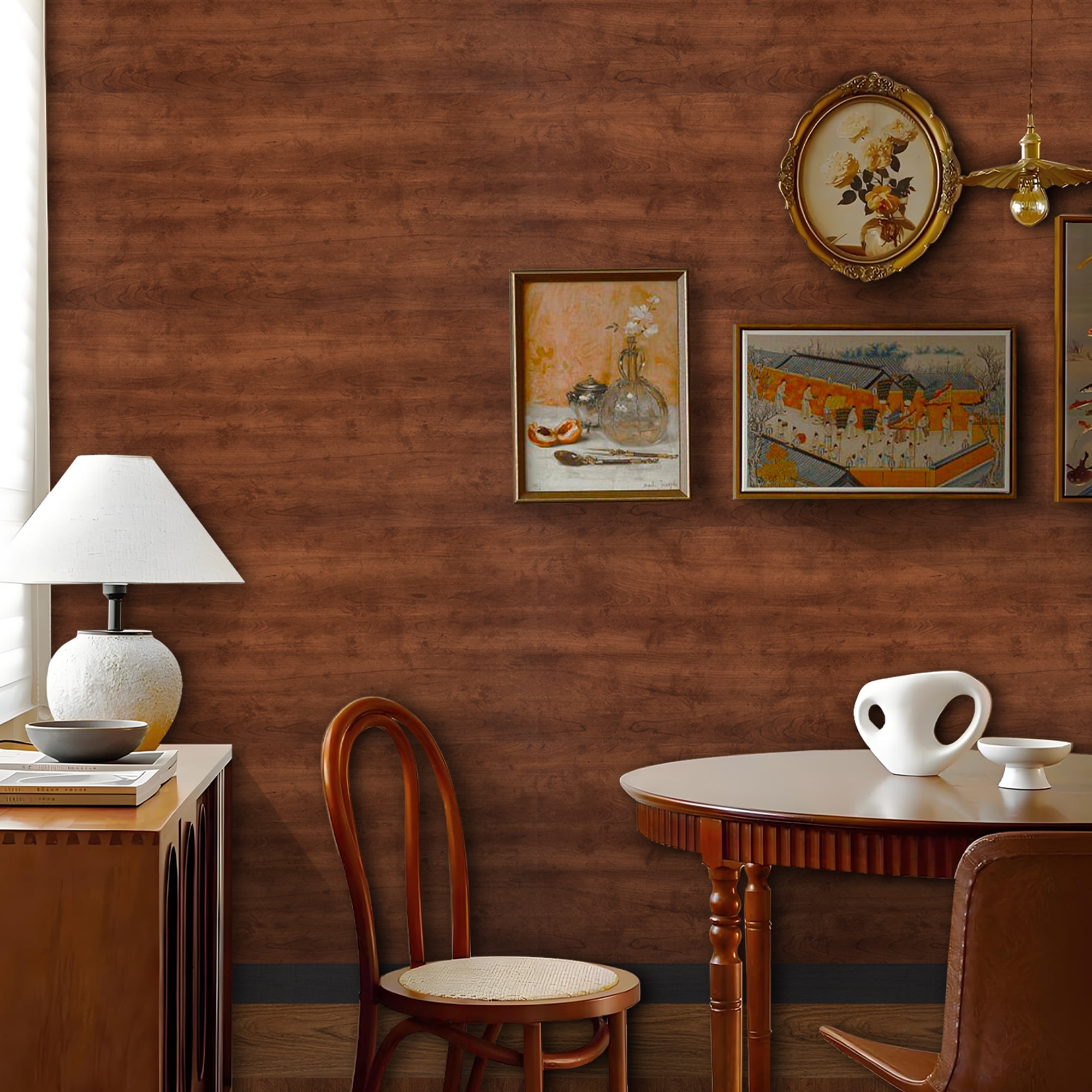 UMIGGEE 17.3-in x 393-in Wood Wallpaper Wood Grain Peel and Stick Wallpaper Brown Self-Adhesive Wood Contact Paper Home Decoration