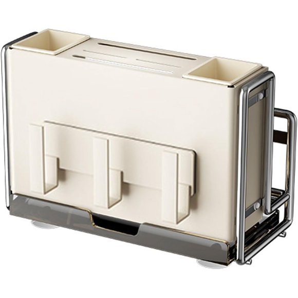 Estante multifuncional de almacenamiento de cocina montado en la pared, suministros de ahorro de espacio para utensilios y cubiertos, acero al carbono resistente