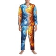 thumbnail image 3 of Naloa Red And Blue Flame Waves Men’s Pajamas Set - Long Sleeve Button Down Sleep Shirt and Pajama Bottoms Sleepwear Set-XX-Large, 3 of 7