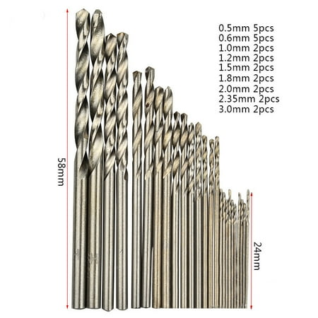 

Goodhd 25Pcs 0.5-3.0mm HSS Mini Straight Shank Drilling Bits For Electrical Tool