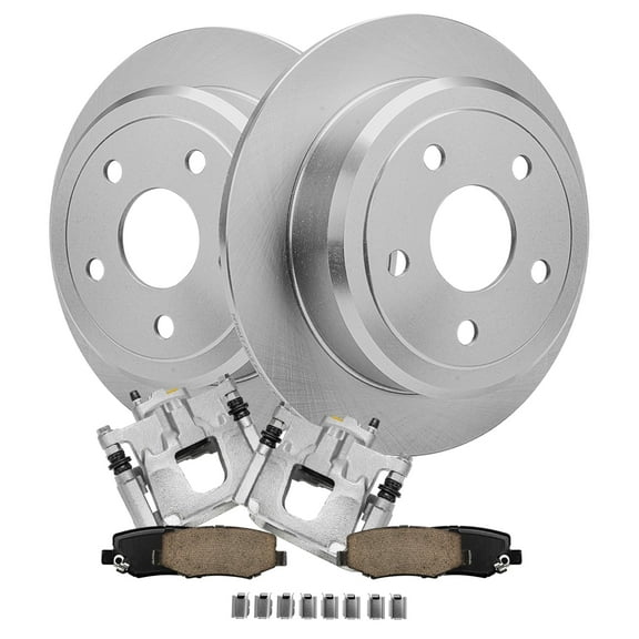 Detroit Axle - Rear Brake Kit for 2007-2017 Jeep Wrangler 2018 Wrangler JK Disc Brake Rotors Brake Calipers Ceramic Brakes Pads Replacement : 12.44" inch Rotors