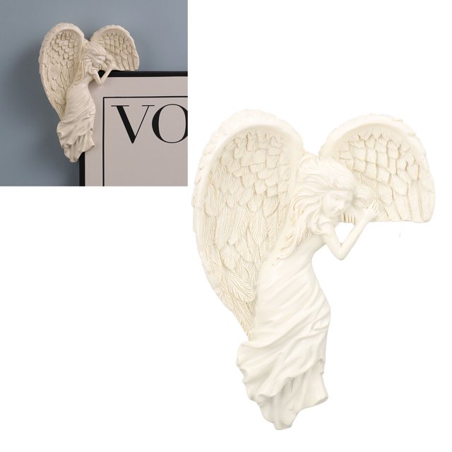 Resin Angel Door Frame Decoration, Elegant And Exquisite Design, Versatile Usage, European Style Charm With Awakening Angel Wing Frame Gift For Home Or Office Decor