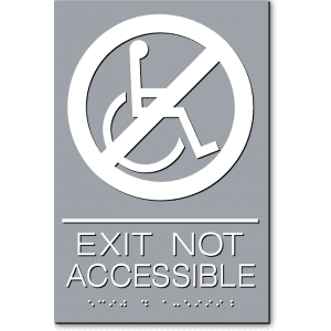 Exit Not Accessible Sign-Gray / White(4 Units)