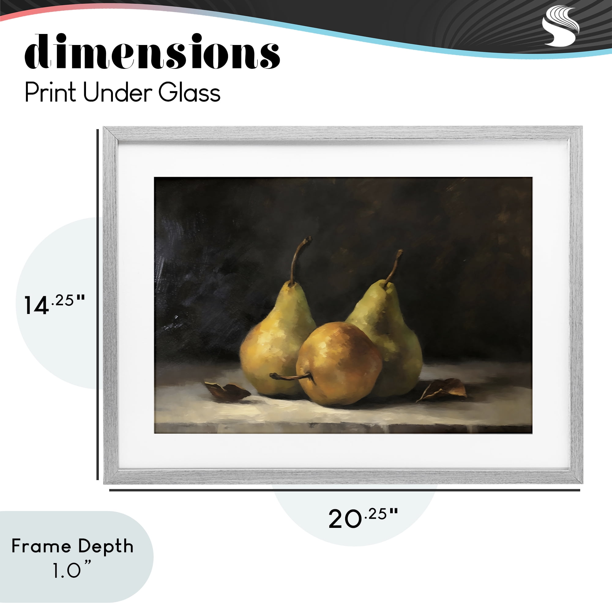 Stupell Industries Three Pears on Marble Gray Framed Print Under Glass, design by Creative Studio