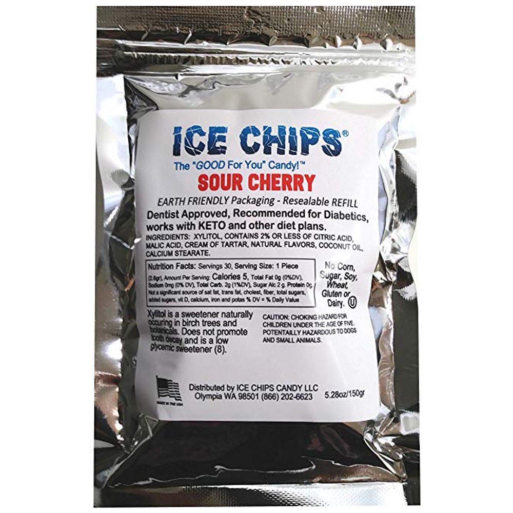ICE CHIPS 100 Birchwood Xylitol Candy in Large 5.28 oz Resealable
