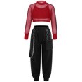 thumbnail image 1 of CHICTRY Tenues de Danse de Rue Hip Hop pour Filles, Haut Court à Manches Longues en Maille avec Pantalon Rouge 16, 1 of 7