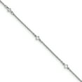 thumbnail image 1 of 925 Sterling Silver 4.5mm Rhodium-Plated 5 Fancy CZ's Chain Anklet with 1in Extender Length, 1 of 2