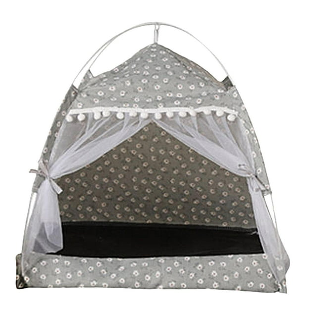 Cama de la tienda del gato Sunnimix Perrera para gatos con campaña Gris M