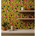 thumbnail image 4 of S4sassy Removable Asian Style Wall Decor, Finish Wallcover, Blossom Floral Print Contact Paper for Walls, Dresser, Yellow Self Adhesive Vinyl Wallpaper Roll Contact Paper for Walls - 25"x60", 4 of 9