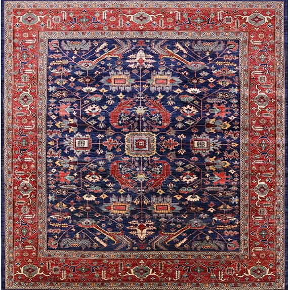 Ahgly Company Indoor Square Mid-Century Modern Pink Oriental Area Rugs, 4' Square