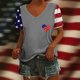 thumbnail image 1 of Fiudx Ofertas Flash Del Día Camiseta de Manga Corta con Cuello En V y Estampado Del Día de La Independencia para Mujer, Tops de Manga Corta con Cuello En V, 1 of 4