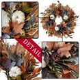 thumbnail image 4 of 24 inch Large Farmhouse Fall Wreath Decor for Front Door with White Pumpkin,Cotton,Lamb's Ear and Eucalyptus Leaves,Harvest Door Wreath for Autumn or Thanksgiving Decorations, 4 of 6