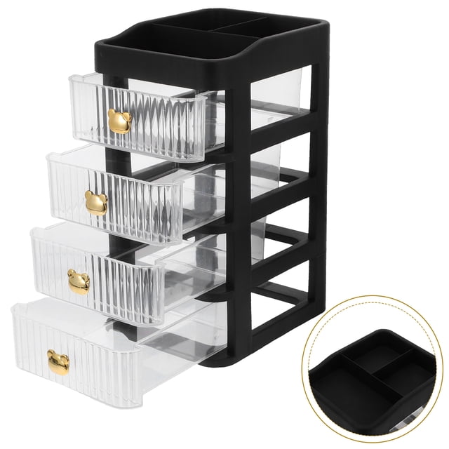 VERDANVERSE Desktop Drawer Box Organizer Black PP 1Set for Study and Classroom Use