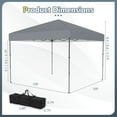thumbnail image 3 of Gymax 10 X 10 FT Pop up Canopy Tent w/ Portable Carrying Bag 8 Stakes 4 Wind Ropes Gray, 3 of 10
