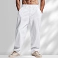 thumbnail image 2 of ZHOGXU Mens Long Pants Trendy Wide Leg Breathable Elastic Waist Lightweight Relaxed Fit With Pocket Comfortable Everyday Wear, 2 of 6