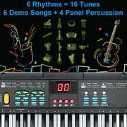 61 Keys Keyboard Piano, Electric Piano with Microphone Built-In Speaker 6 Demo Songs Gift Musical Instrument for Beginners, Teens (Black)
