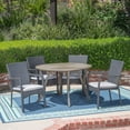 thumbnail image 6 of Baldwin Outdoor 5 Piece Acacia Wood and Wicker Dining Set with Cushions, Gray, Gray, 6 of 6