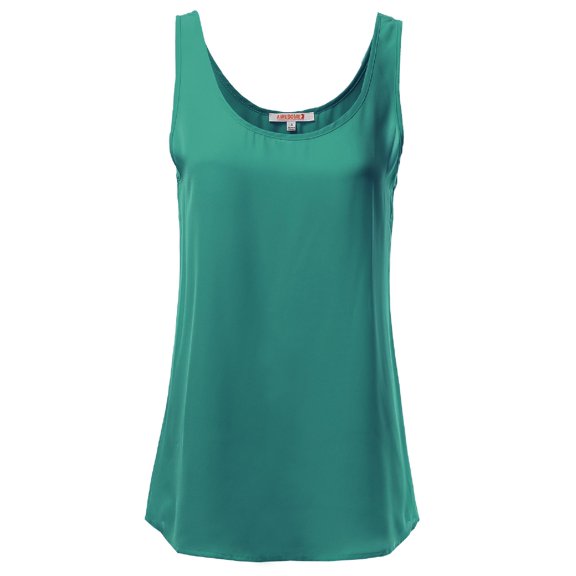FashionOutfit Women's Solid Basic Chiffon Sleeveless Tank Top