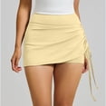 thumbnail image 2 of Aihuaihua Tennis Skirts for Women Bodycon Casual Mini Skirts Adjust Drawstring Ruched Short Skirt Club Skirt Yellow M, 2 of 5