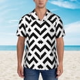 thumbnail image 5 of Black And White Stripe Line Men's 3d Print Casual Button Down Shirts, Novelty Hawaiian Short Sleeves M, 5 of 8