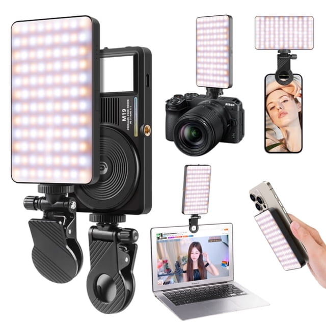M19 5W Magnetic LED Video Light , 2500-9000K CRI 96+, 2000mAh Portable Camera Light for Vlog Photography