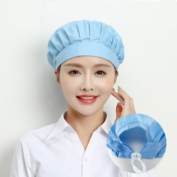 3pcs Unisex Chefs Hat, Kitchen Cooking Chef Mesh Cap, Food Service Elastic Hair Nets, Baker Waiter Adjustable Work Caps