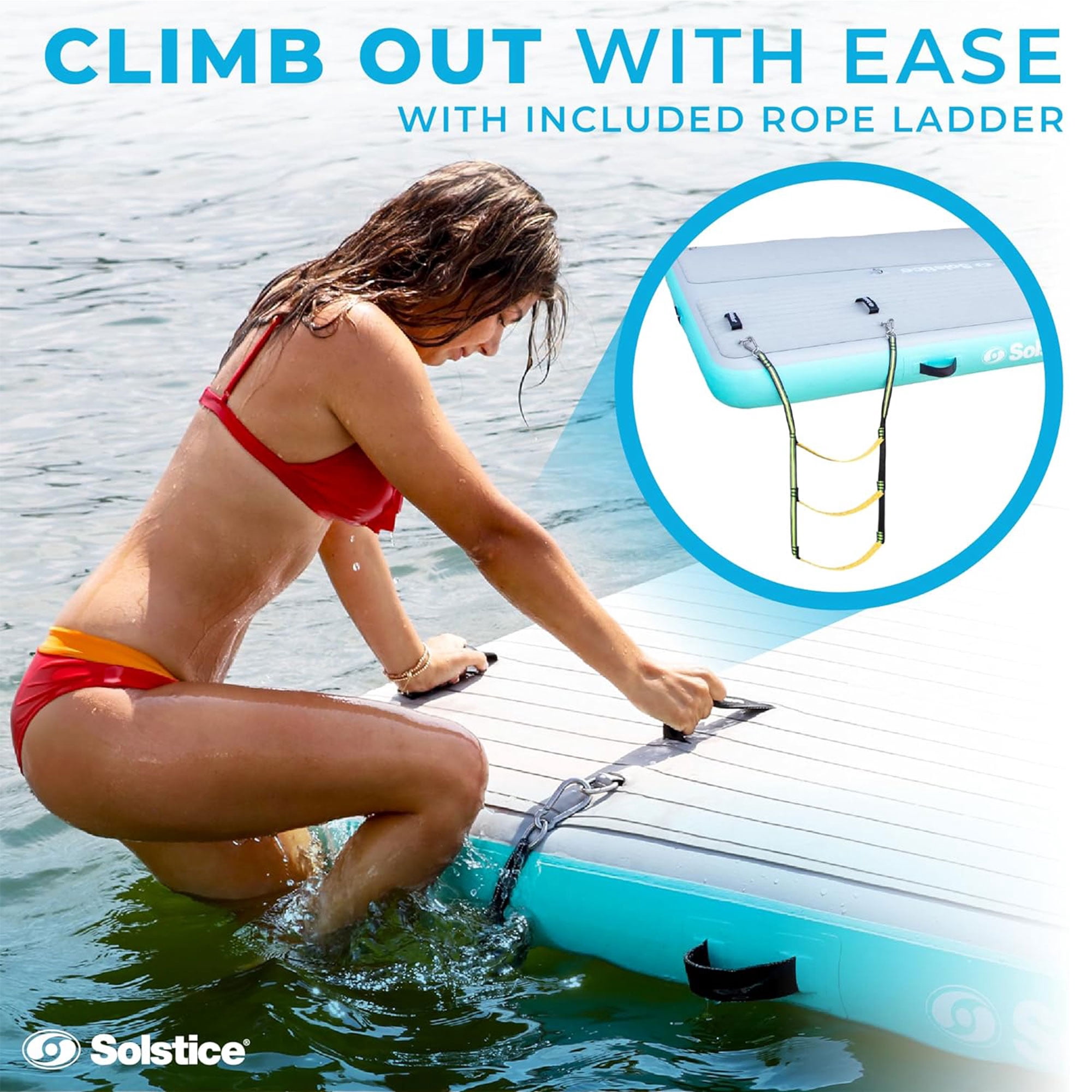 Solstice Original Inflatable LUXE Dock Platform 10' x 8' Floating Water Mat