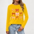 thumbnail image 4 of BLTIBY Valentine Shirts for Women Love Heart Printed Sweater Fashion Casual Crewneck Long Sleeve Pullover Sweatshirts Blouse Valentines the Day Tops Yellow M, 4 of 5
