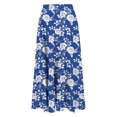 thumbnail image 3 of Maxi Boho Skirt for Women, Summer Elastic High Waist Pleated A-Line Flowy Ruffle Tiered Long Beach Skirt Cotton Midi Skirt Blue S, 3 of 5