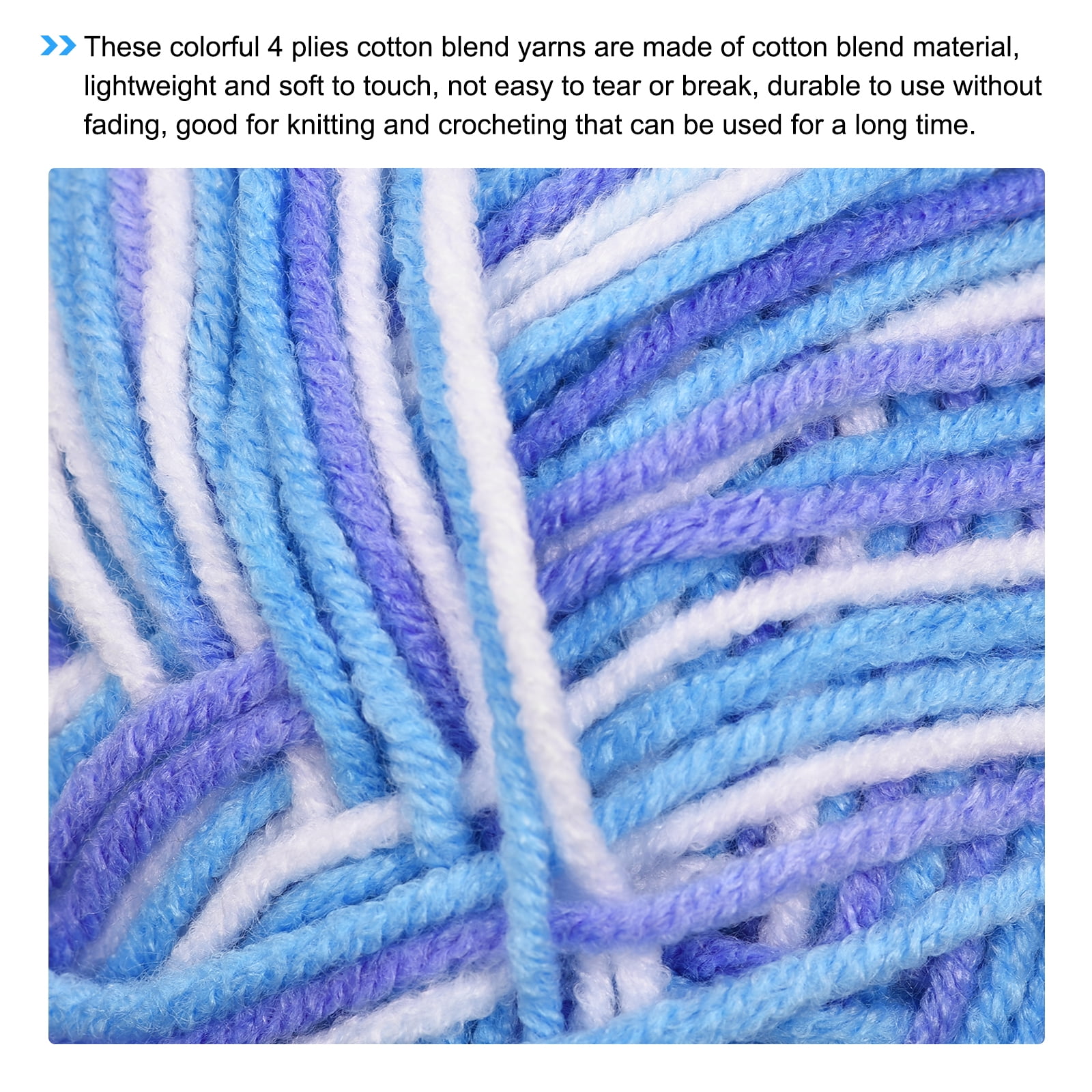 Uxcell 5 pack of 50g Cotton Blend Yarn Crochet Craft Yarns for Knitting Blue
