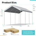 thumbnail image 2 of ADVANCE OUTDOOR Adjustable 10x20 ft Heavy Duty Carport Car Canopy Garage Boat Shelter Party Tent, Adjustable Peak Height from 9.5ft to 11ft, Gray, 2 of 7