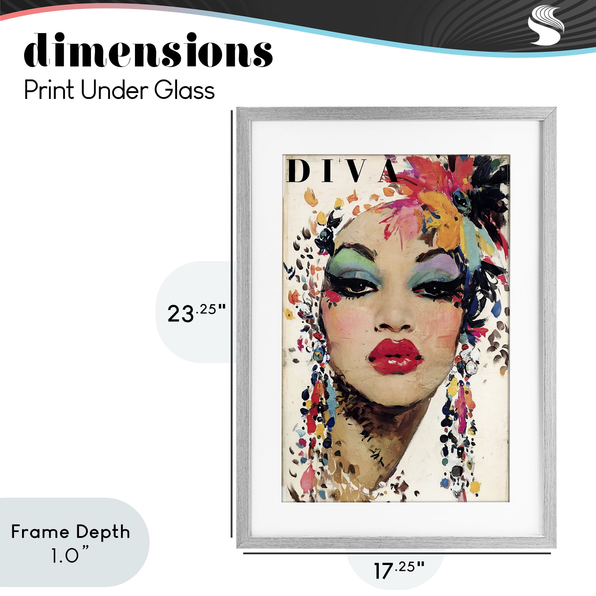 Stupell Industries Diva Fashion Portrait Gray Framed Print Under Glass, design by Annabelle Hall