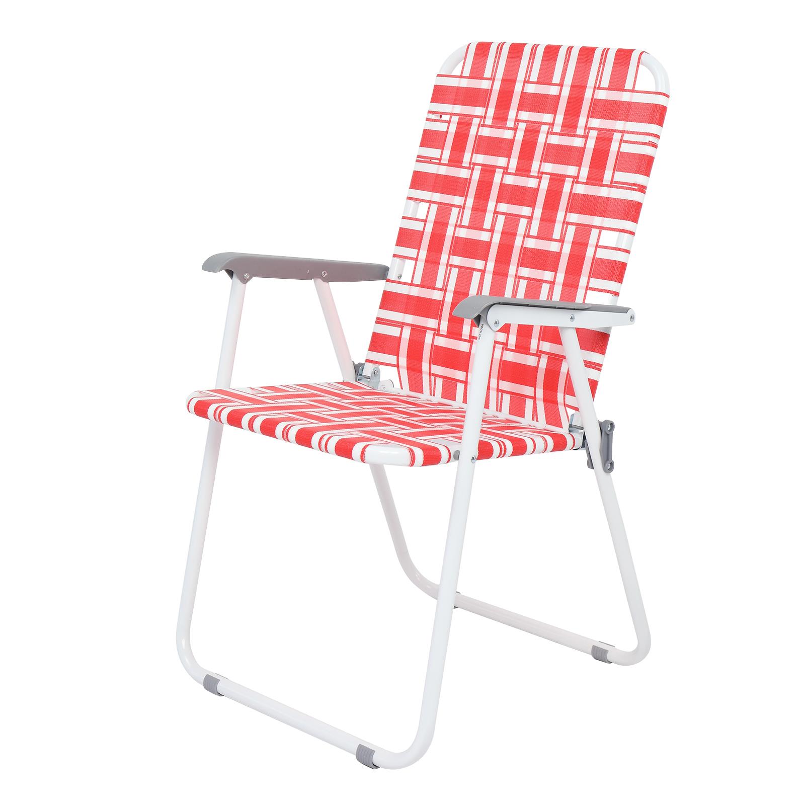 SamyoHome 2 Pack Lawn Chair Set Patio Folding Web Outdoor Portable Camping Chair(Red & White) - image 5 of 6