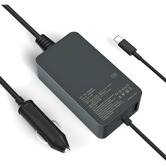 Sanlufa 118W 100W 90W USB-C Laptop Car Charger - Fit for Lenovo, MacBook Pro Air, HP, LG Gram, Razer, Acer, Samsung, Asus, Dell Chromebook Laptop Type C Adapter Supply Cord with 18W USB Charging Port