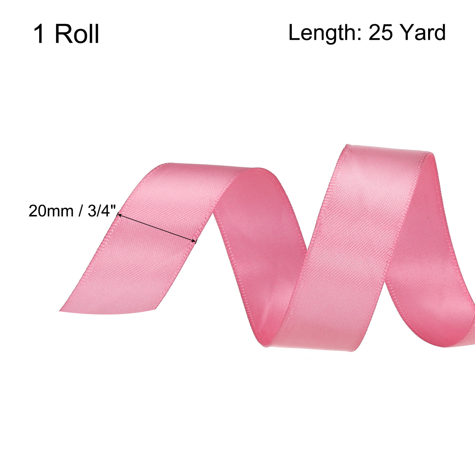 3/4 inch 25 Yard Satin Ribbon Grosgrain Thin Solid Silk Wedding Bouquet Ribbon for Gift Wrapping Pink, Men's, Size: 3/4 x 25 Yard
