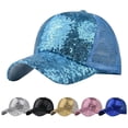 thumbnail image 4 of CaiYueKe Sparkle Baseball Cap Adjustable Mesh Back Glitter Sequin Sun Hat Playful Shiny Sporty Outdoor Party Fun Unisex Fashion Sport Hat Accessory Gift, 4 of 4