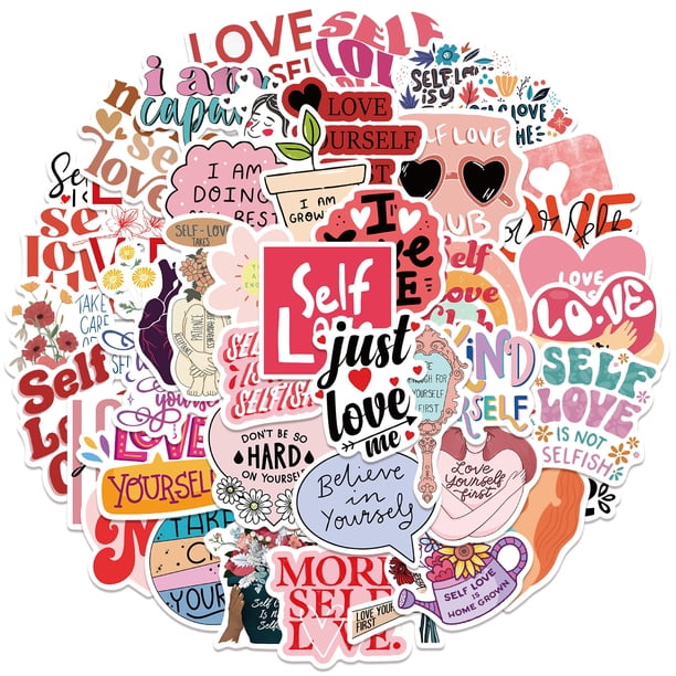 Calcomanías de vinilo motivacionales con amor propio, 50 unidades