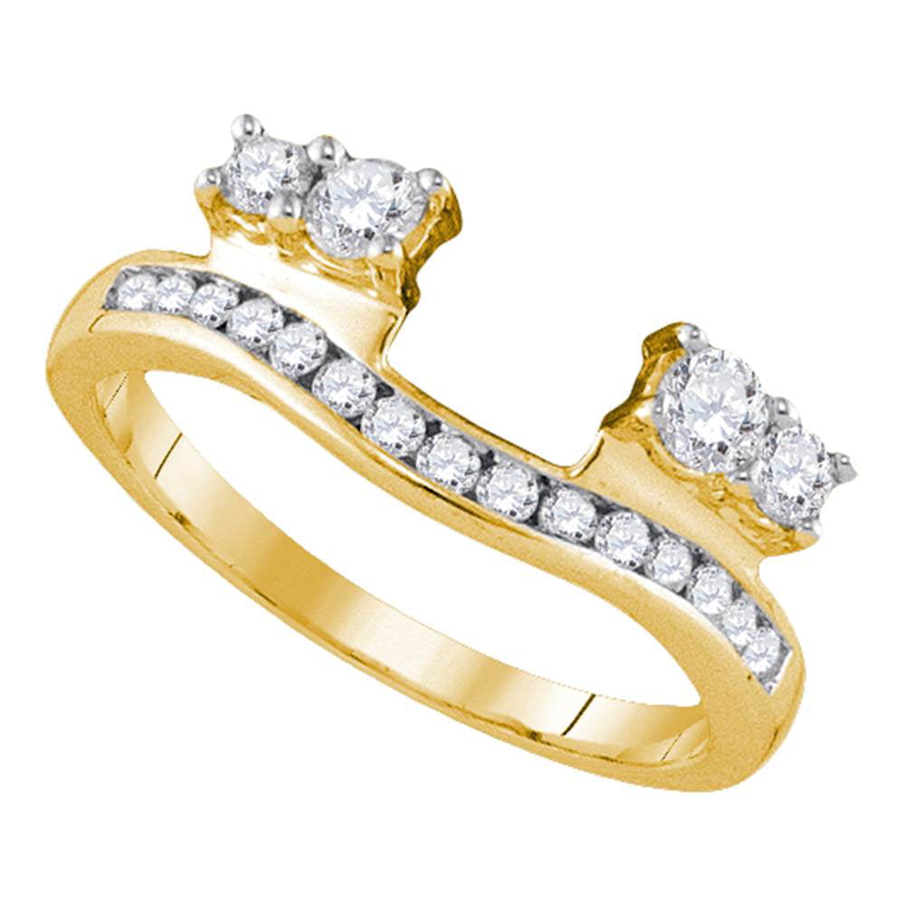 Solitaire Enhancer Diamonds Ring Guard Wrap 10k Yellow Gold Wedding Band IGI 