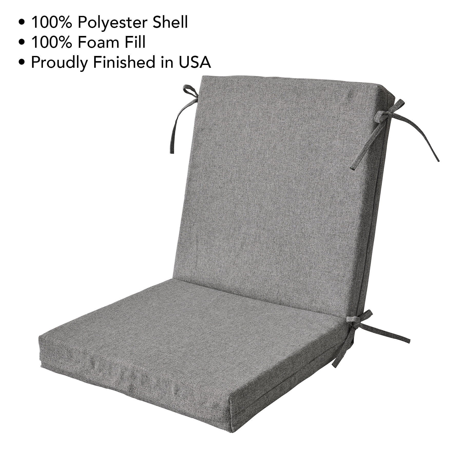 Better Homes & Gardens 44" x 20" Outdoor Chair Seat Cushion, 1-Piece, Grey