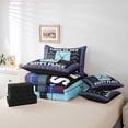 thumbnail image 4 of 7 Piece Ice Hockey Bedding Sets Sports Bed in a Bag Teen Winter Sports Themed Comforter Set with Sheets Ice Hockey Field Print Bed Set Geometry Stripes Sheets King Size, 4 of 5