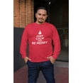 thumbnail image 2 of Old Glory Mens Christmas Keep Calm And Be Merry Long Sleeve T Shirt, 2 of 5